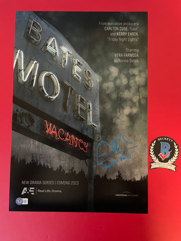 Freddie Highmore signed 12"x18" Bates Motel Norman Bates poster - Beckett COA