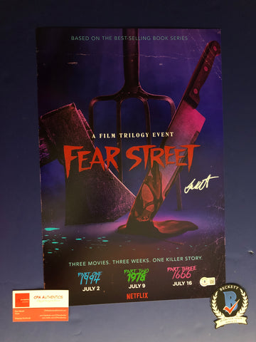 Noah Garrett Skull Mask Killer signed 12"x18" Fear Street poster - Beckett COA
