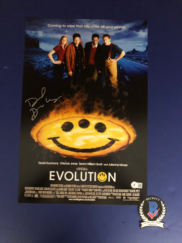 David Duchovny signed 12"x18" Evolution poster - Beckett COA
