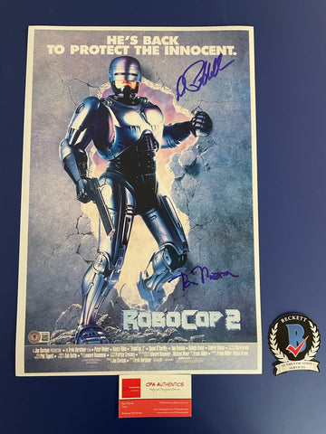 Peter Weller Tom Noonan signed 12”x18” Robocop 2 poster - Beckett COA