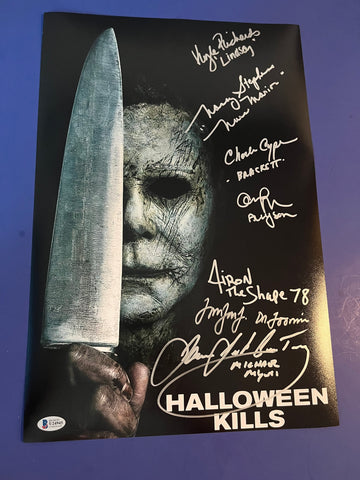 James Jude Courtney Andi Matichak + 5 Cast signed Halloween Kills 12"x18" poster