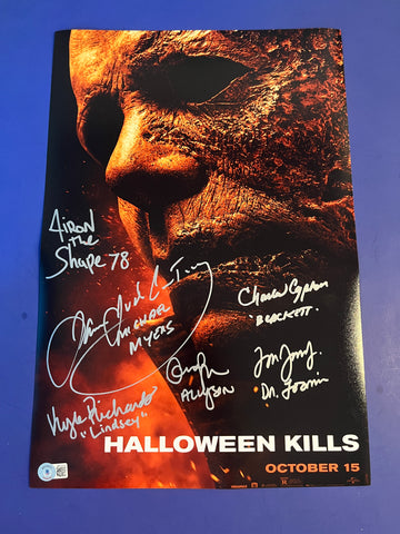 James Jude Courtney Andi Matichak + 4 Cast signed Halloween Kills 12"x18" poster
