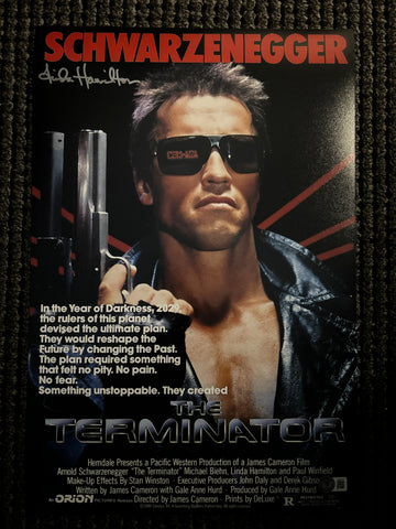 Linda Hamilton signed 12"x18" Terminator poster - Beckett COA