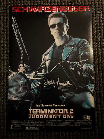 Linda Hamilton signed 12"x18" Terminator T2 poster - Beckett COA