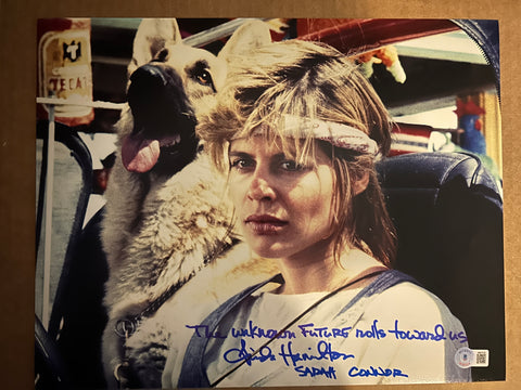 Linda Hamilton signed 11"x14" Terminator photo - Beckett COA