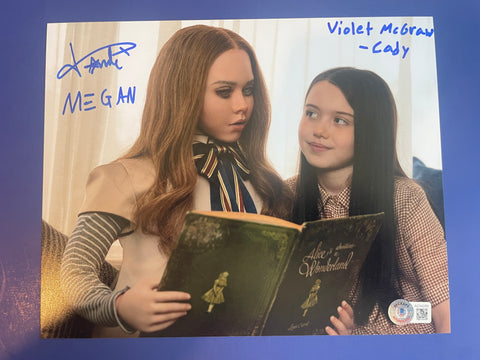 Amie Donald and Violet McGraw signed 8"x10" M3gan photo - Beckett COA