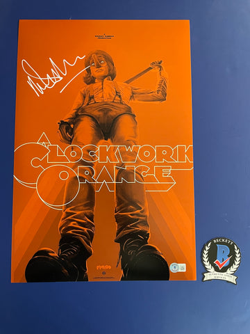 Malcolm McDowell signed 12"x18" Clockwork Orange Poster - Beckett COA