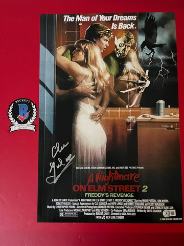 Clu Gulager signed 12"x18" Nightmare on Elm Street 2 poster - Beckett COA