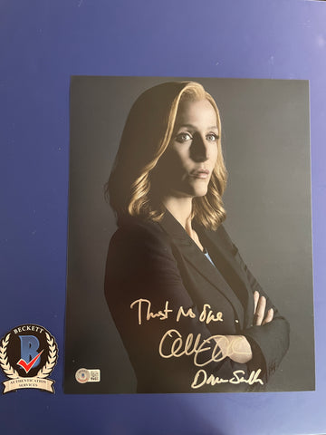 Gillian Anderson signed 11"x14" X Files Dana Scully photo - Beckett COA