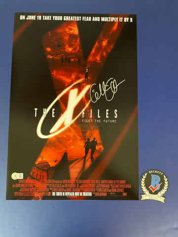 Gillian Anderson signed 12"x18" X Files Dana Scully poster - Beckett COA