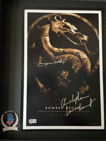 Tom Woodruff Jr Christopher Lambert signed 12"x18" Mortal Kombat Poster - Beckett COA