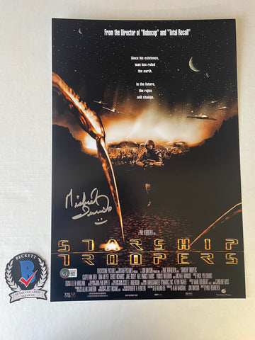 Michael Ironside signed 12"x18" Starship Troopers poster - Beckett COA