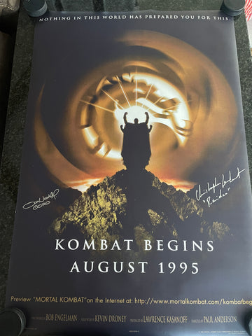 Tom Woodruff Jr Christopher Lambert signed 27"x40" Mortal Kombat Poster - Beckett COA