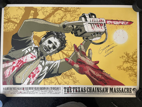 Gunnar Hansen signed 24"x36" Leatherface Texas Chainsaw Massacre Rare Original Mondo Screenprint - Beckett COA