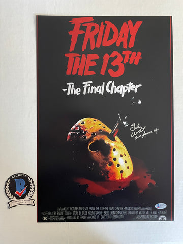 Ted White signed 12"x18" Jason Voorhees Friday the 13th Part 4 Poster - Beckett COA