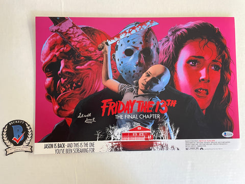 Ted White signed 12"x18" Jason Voorhees Friday the 13th Part 4 Poster - Beckett COA