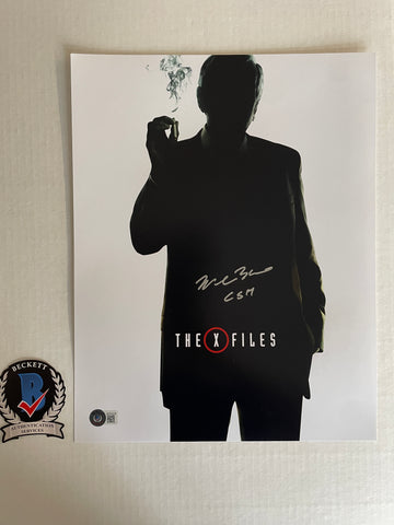 William B Davis signed 11"x14" X Files Smoking Man photo - Beckett COA