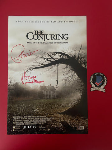 Vera Farmiga Patrick Wilson signed 12"x18" The Conjuring poster - Beckett COA
