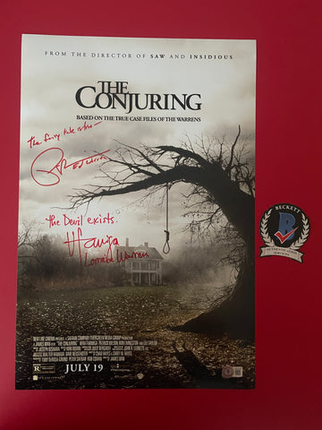 Vera Farmiga Patrick Wilson signed 12"x18" The Conjuring poster - Beckett COA