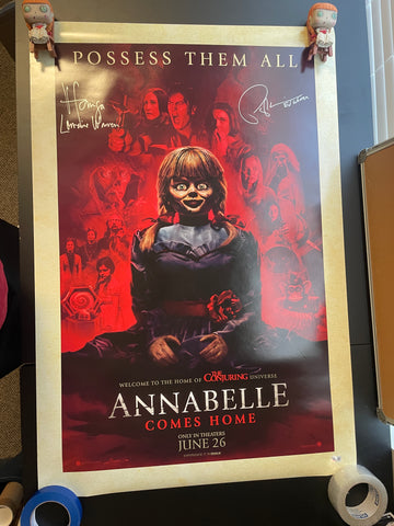 Vera Farmiga Patrick Wilson signed 27"x40" Annabelle Comes Home original poster - Beckett COA