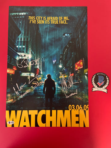 Patrick Wilson Jeffrey Dean Morgan Glenn Ennis signed 12"x18" Watchmen poster - Beckett COA