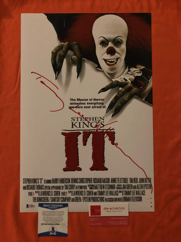 Tommy Lee Wallace signed 12"x18" IT Pennywise Poster - Beckett COA