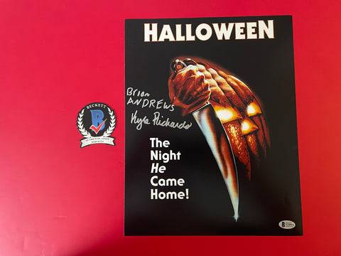 Brian Andrews Kyle Richards signed 11"x14" Halloween Michael Myers poster - Beckett COA