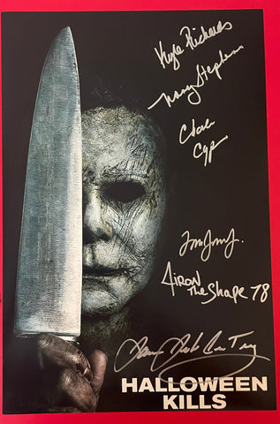 James Jude Courtney Kyle Richards + 4 Cast signed Halloween Kills 12"x18" poster