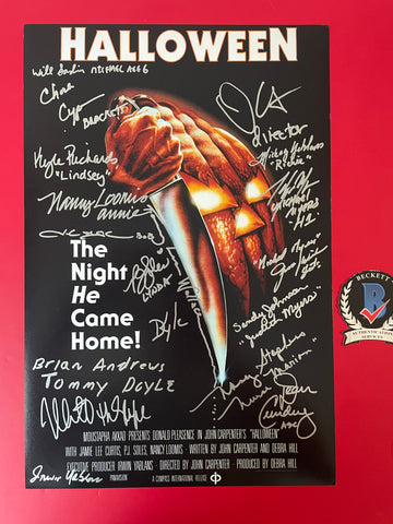 18 Cast Member signed Halloween 12"x18" poster