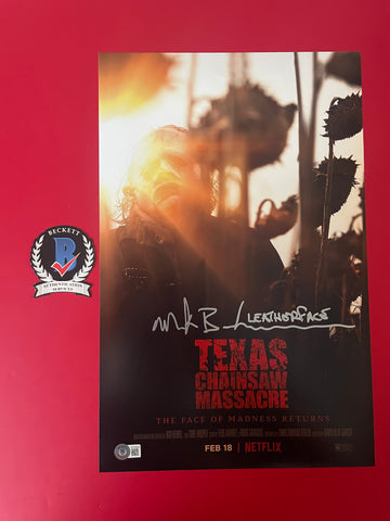 Mark Burnham signed 11"x17" Texas Chainsaw Leatherface poster - Beckett COA