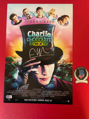 Freddie Highmore signed 12"x18" Charlie Bucket Chocolate Factory poster - Beckett COA