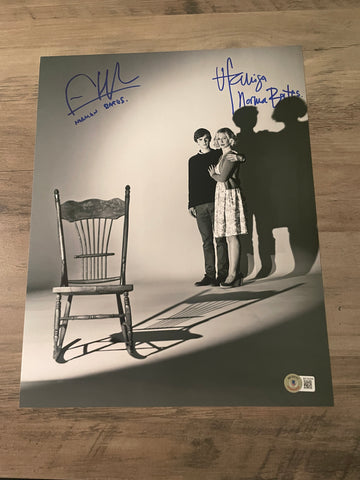 Vera Farmiga Freddie Highmore signed 11"x14" Bates Motel photo - Beckett COA