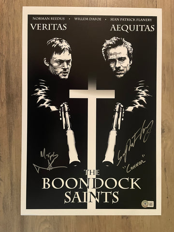 Norman Reedus and Sean Patrick Flanery 12"x18" Boondock Saints poster - Beckett COA
